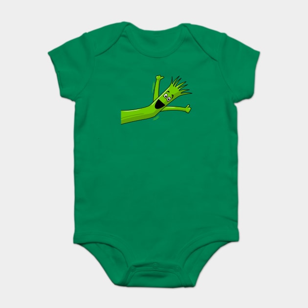 Green Wacky Waving Tube Man Portrait Baby Bodysuit by y30artist